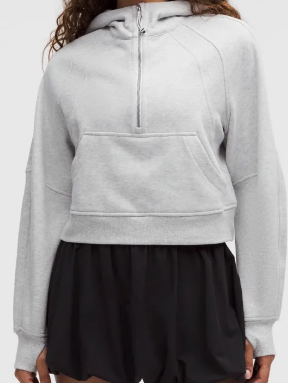 Lululemon Scuba Oversized Cropped Light Heather Gray Half-Zip Hoodie XS/S